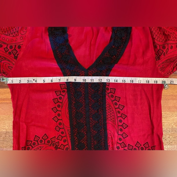 Earthbound Trading Co Red Caftan Dress, size XL - Picture 8 of 10